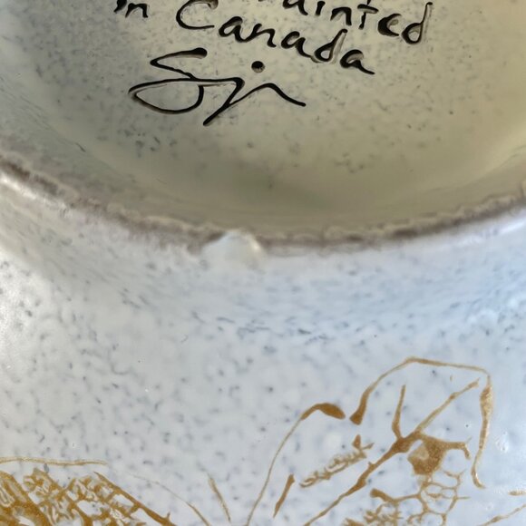 Vintage 1999 Russell Pottery Bowl Hand Painted Fall Leaf Signed Numbered Canada - Picture 5 of 8